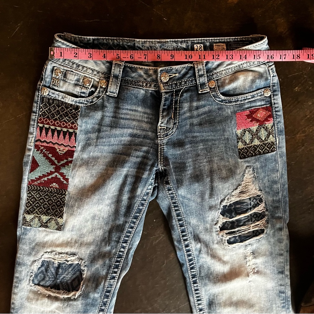 Miss Me Denim Capri with Aztec Patch-work, 28 - Picture 7 of 9